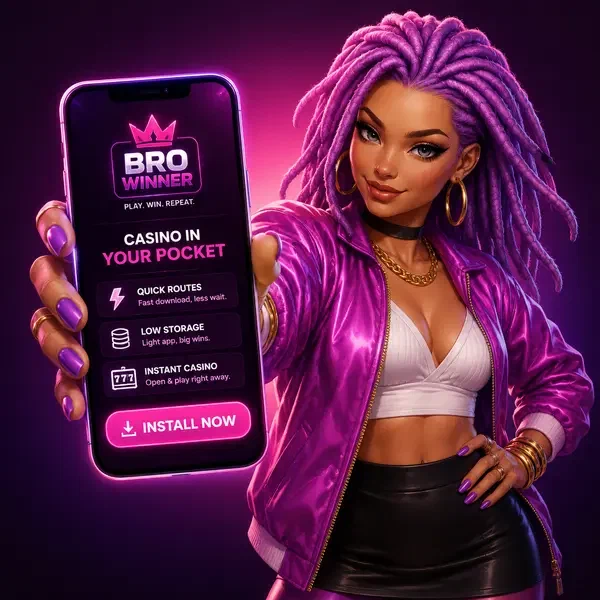 The Money MC präsentiert BroWinner App-Download auf leuchtendem Smartphone-Bildschirm