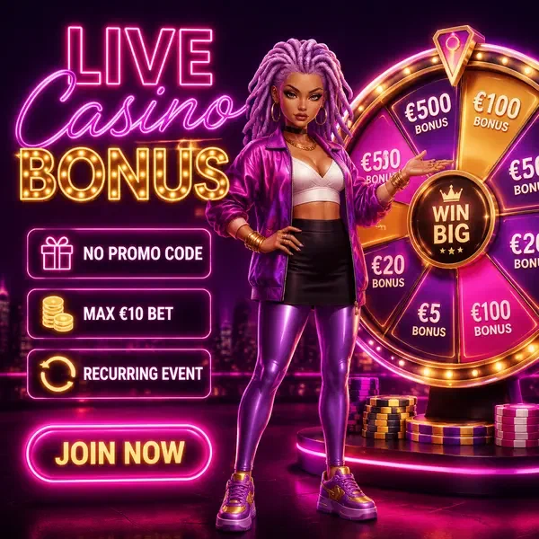 Der Money MC gestikuliert in Richtung drehendem Gewinnrad bei BroWinner Live-Casino-Bonus-Event